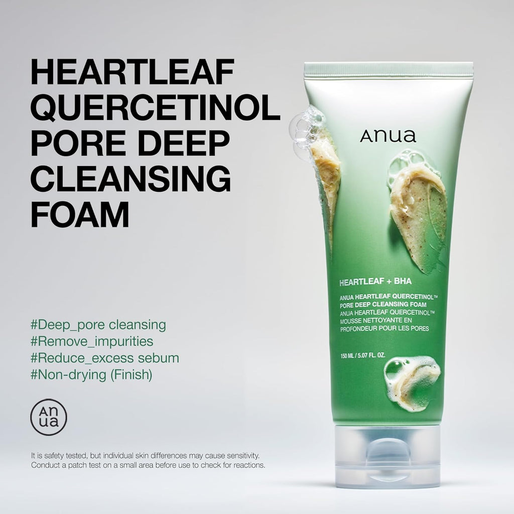 Heartleaf Quercetinol Pore Deep Cleansing Foam, Face Wash for Pore Refining Cleanser, Hydrating Daily Facial Cleanser for Double Cleansing, Gentle Foaming with BHA, Korean Skincare, 5.07 Fl.Oz.