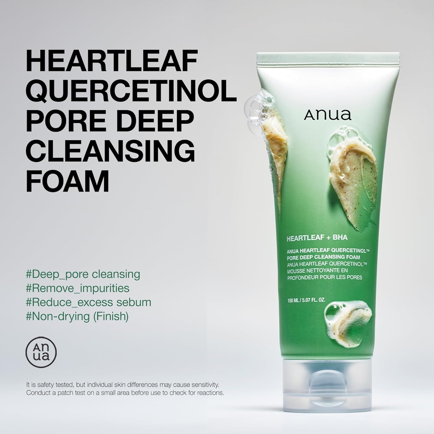 Heartleaf Quercetinol Pore Deep Cleansing Foam, Face Wash for Pore Refining Cleanser, Hydrating Daily Facial Cleanser for Double Cleansing, Gentle Foaming with BHA, Korean Skincare, 5.07 Fl.Oz.